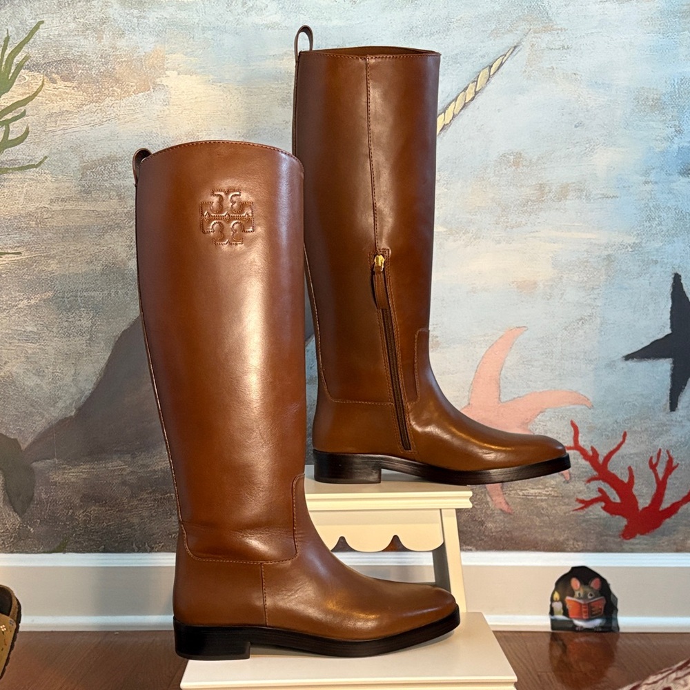 Tory Burch Cognac Tall Equestrian style boots. Never been worn.